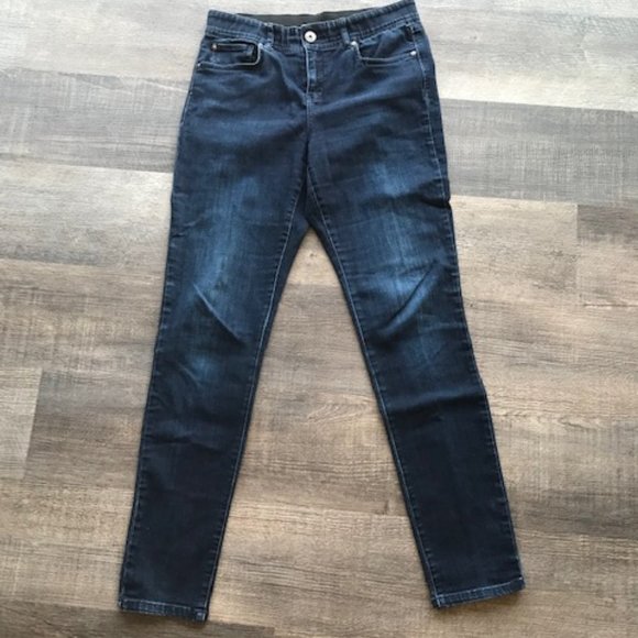 INC Dark Denim Tappered Leg Stretch Waist Jeans - Picture 2 of 8
